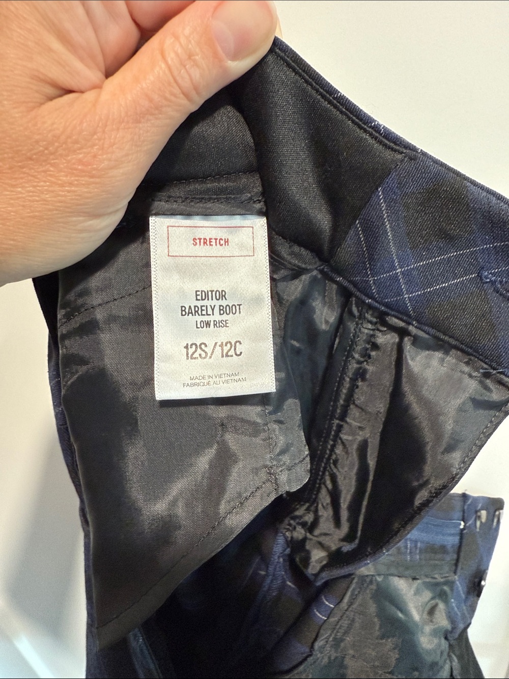 Express Navy and Black Plaid Editor Barely Boot Dress Pants Sz 12 - Picture 5 of 6